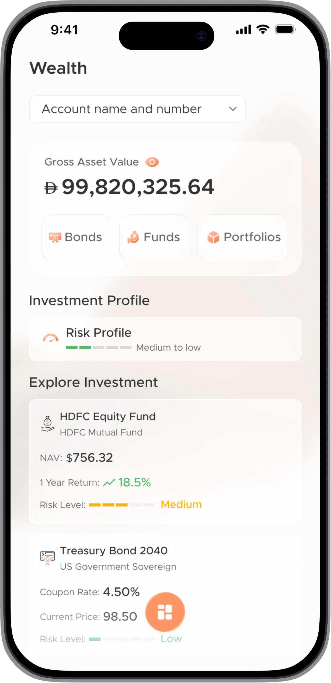 Zand Wealth App One relationship view screen